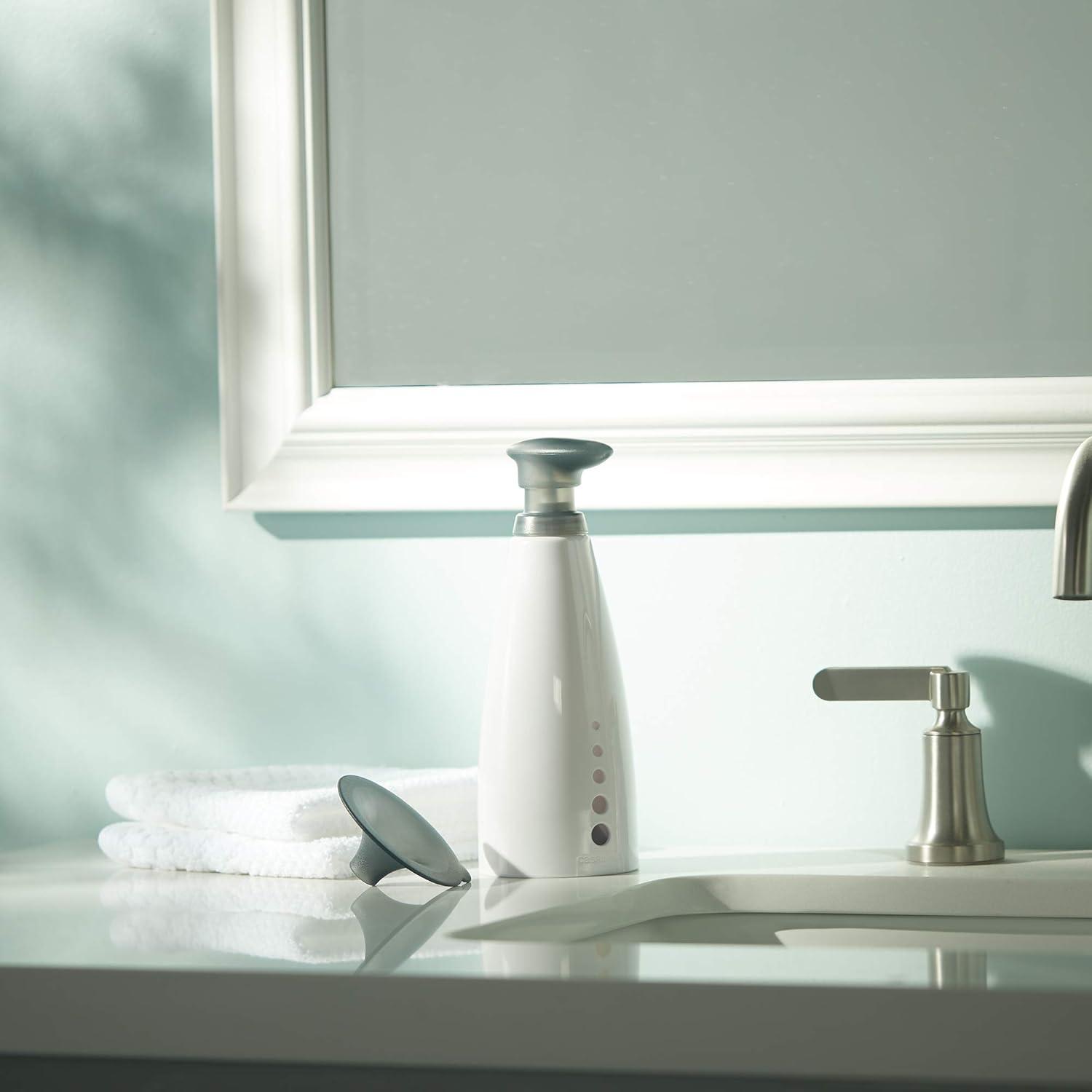 Casabella Sink Sider Multipurpose 14-oz. Soap Pump Bottle with Soap Filling Funnel, Gray/White