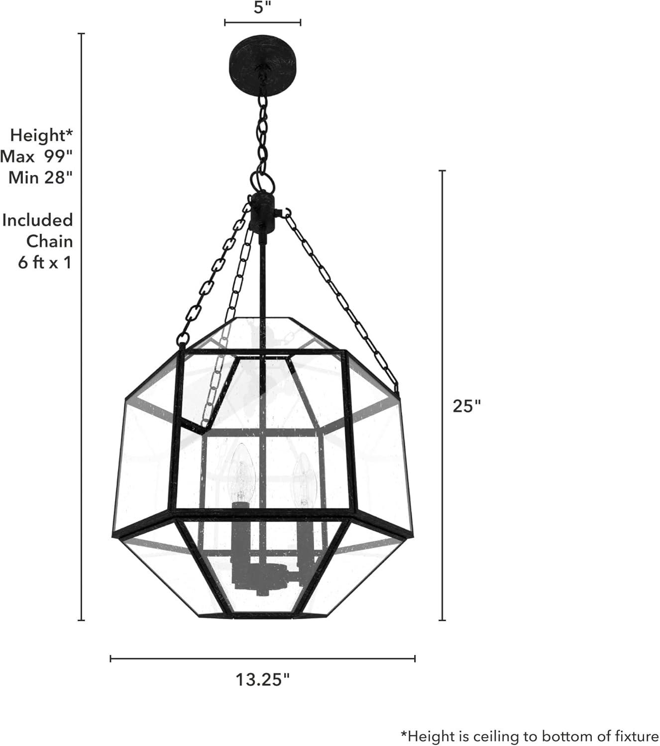 Indria Rustic Iron Faceted Geometric 3-Light Pendant