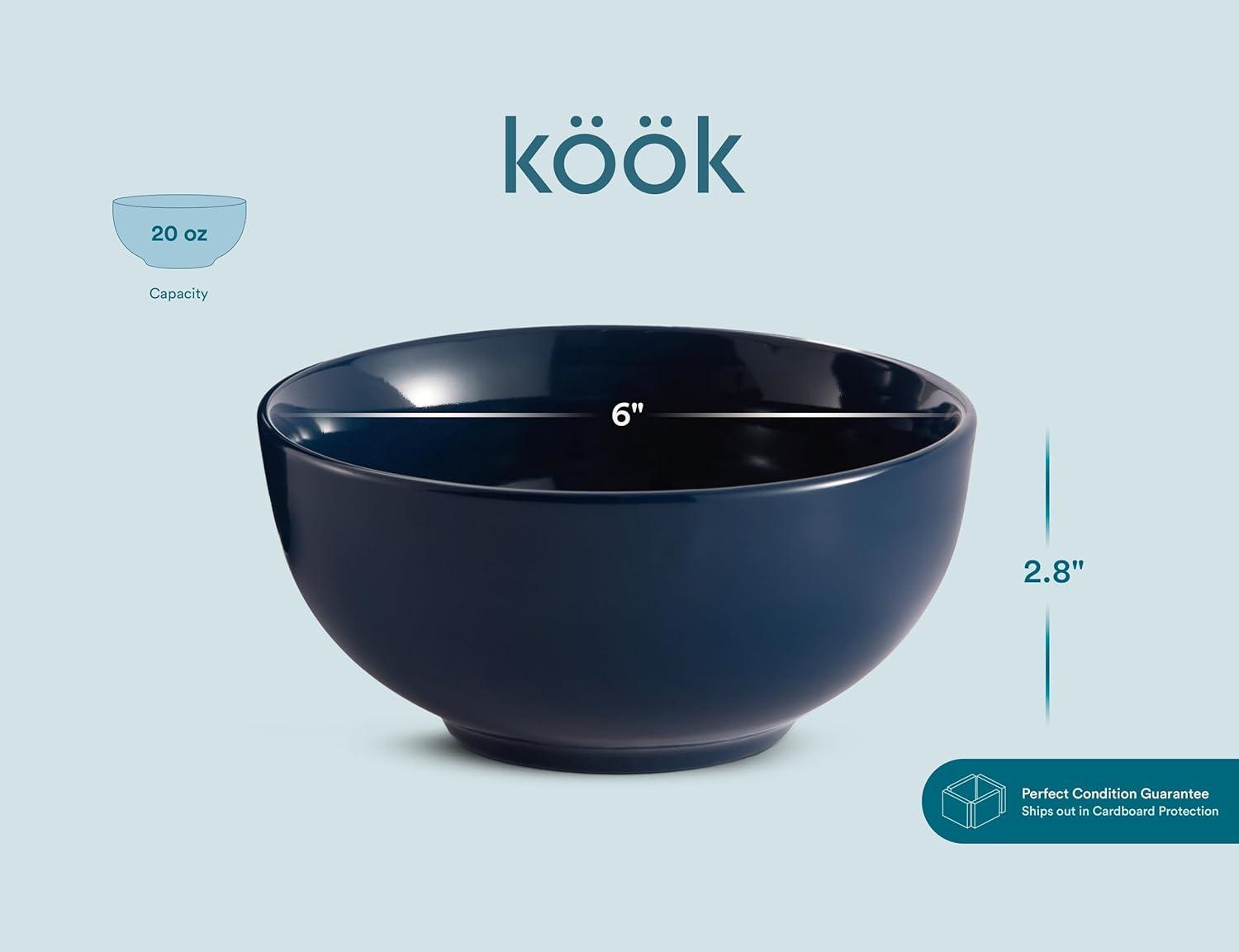 kook Kook Ceramic Cereal Bowls , 20 oz. (Set of 6)