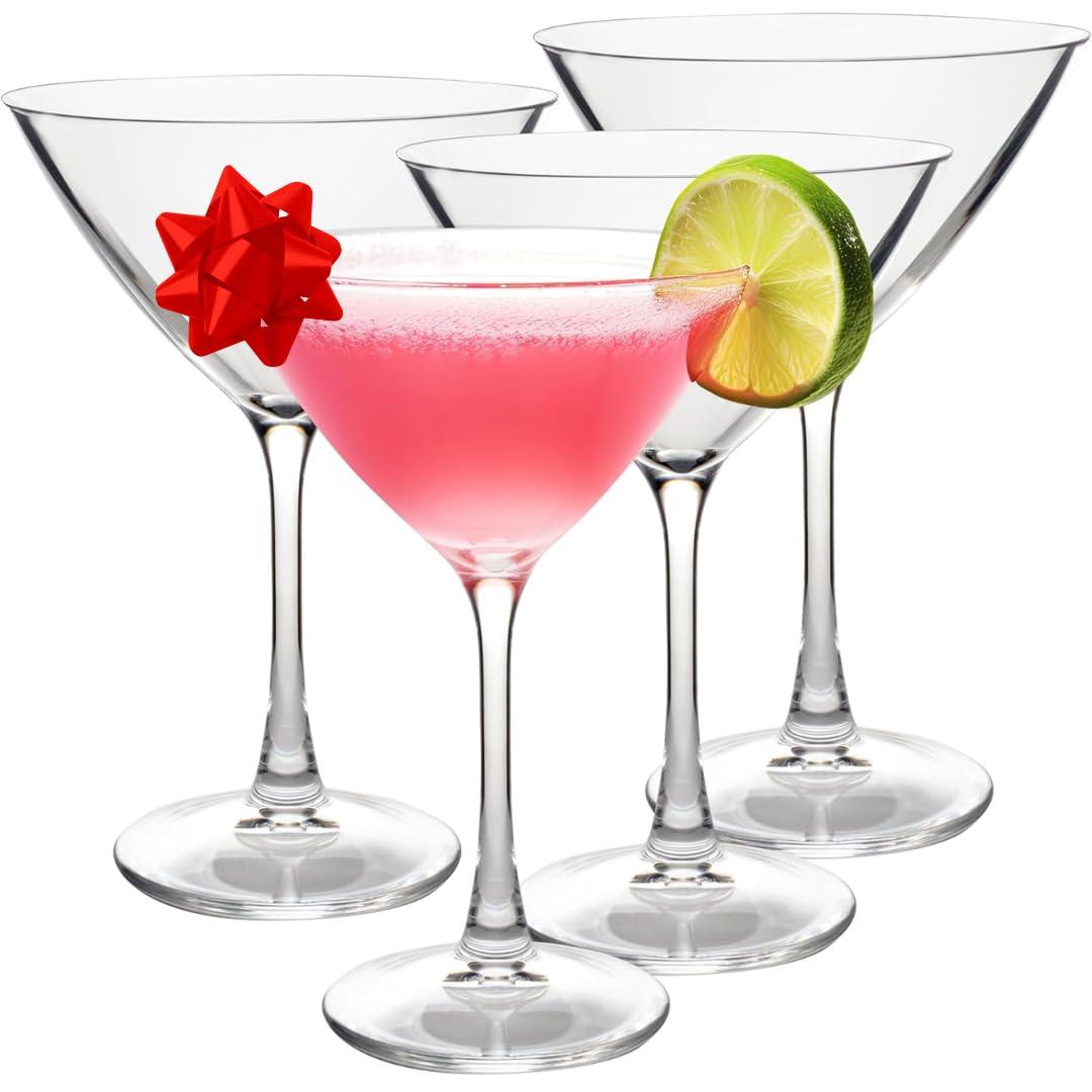 D'Eco Unbreakable Martini Glasses (4pk, 9 oz Tritan Glassware) Reusable Glasses- Great for Galentine's Day - Valentine's Day Gift Idea