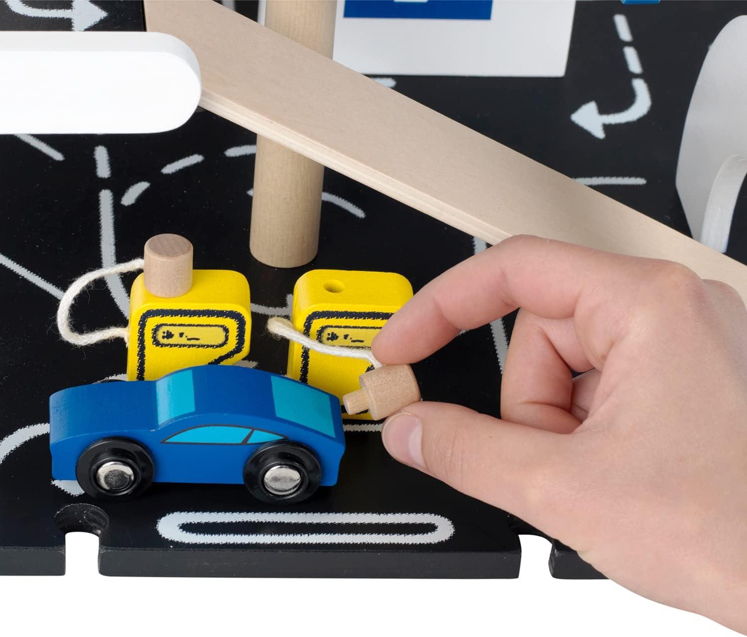 Theo Klein Michelin Car Service Mechanic Station Kids Wooden Toy Playset with 1 Play Car, Screwdriver, and Tires for Ages 3 and Up