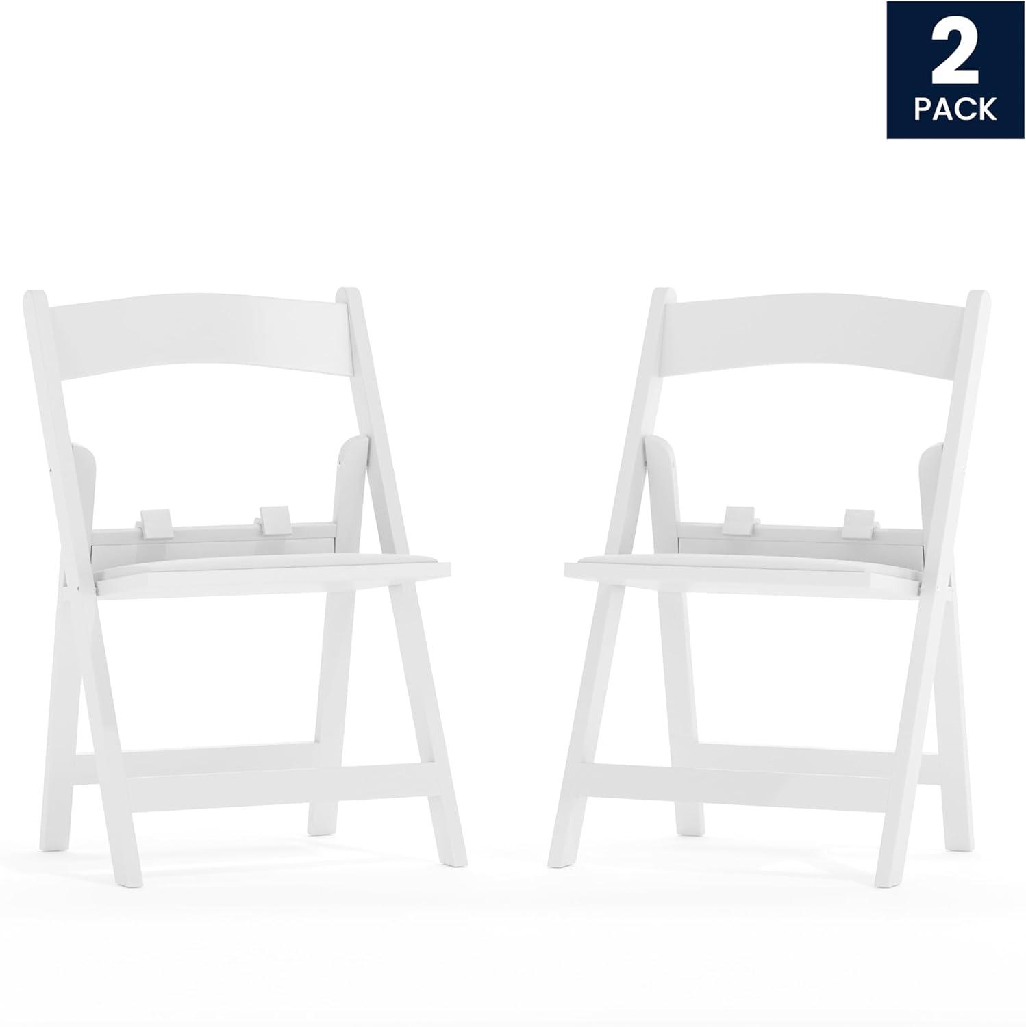 Flash Furniture Kids Folding Chairs with Padded Seats | Set of 2 White Resin Folding Chair with Vinyl Padded Seat for Kids
