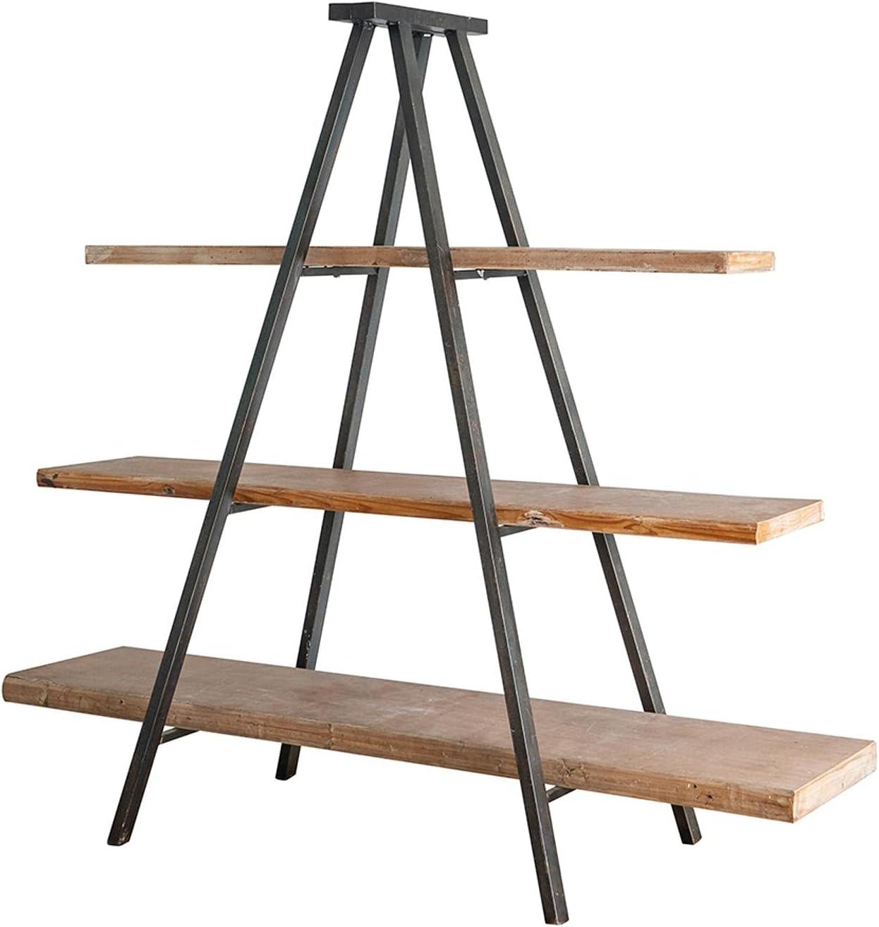 73" Ramsden Solid Wood and Iron Tripod Book Shelf Brown/Black - A&B Home: 3-Tier Open Storage, No Assembly Required