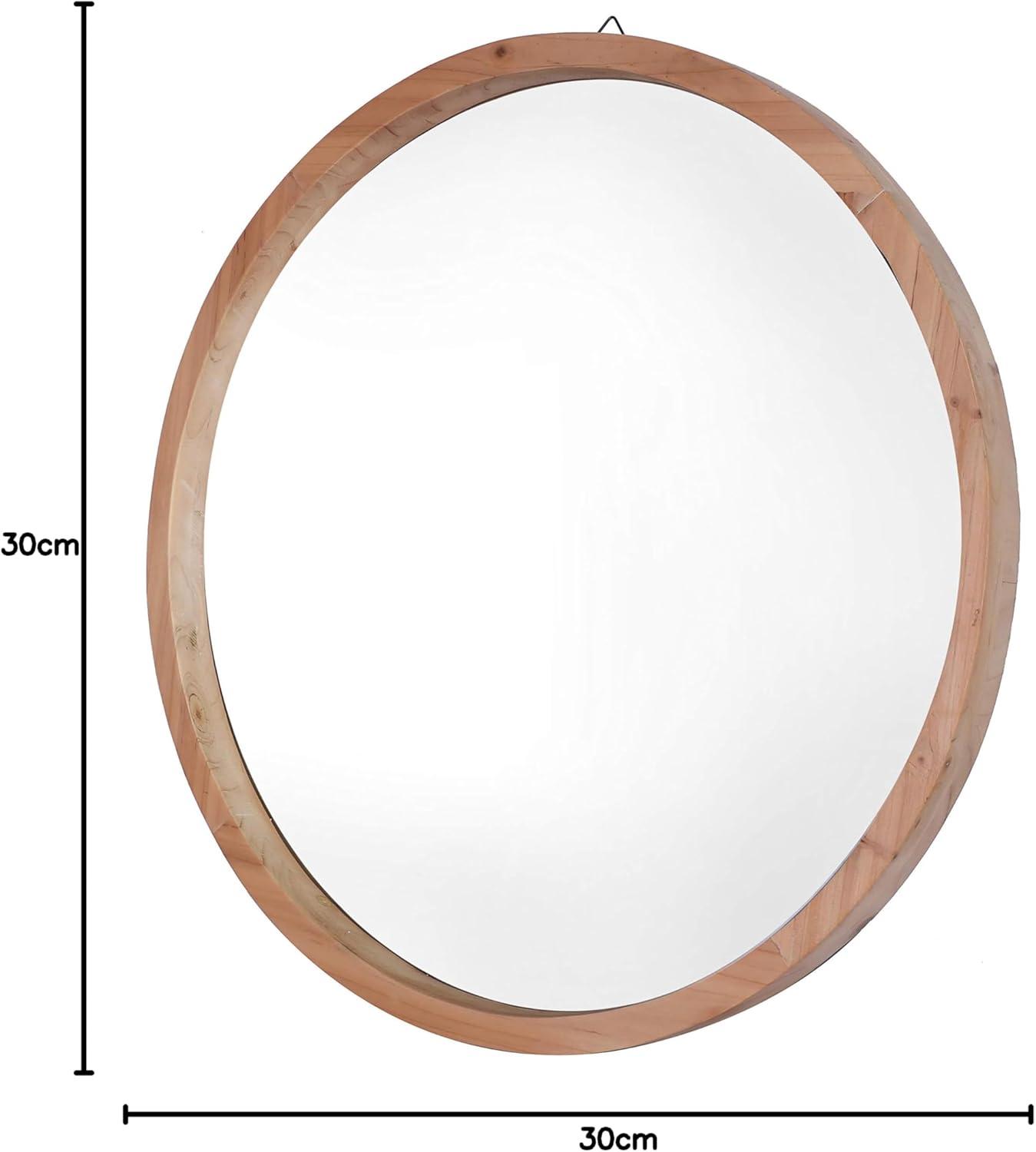 Mirrorize Round Wood Mirror 30" for Living Room Wall Decor, Decorative Wooden Circle Mirror, Bathroom Vanity Mirror, Farmhouse Large Circular Mirror for Entryway