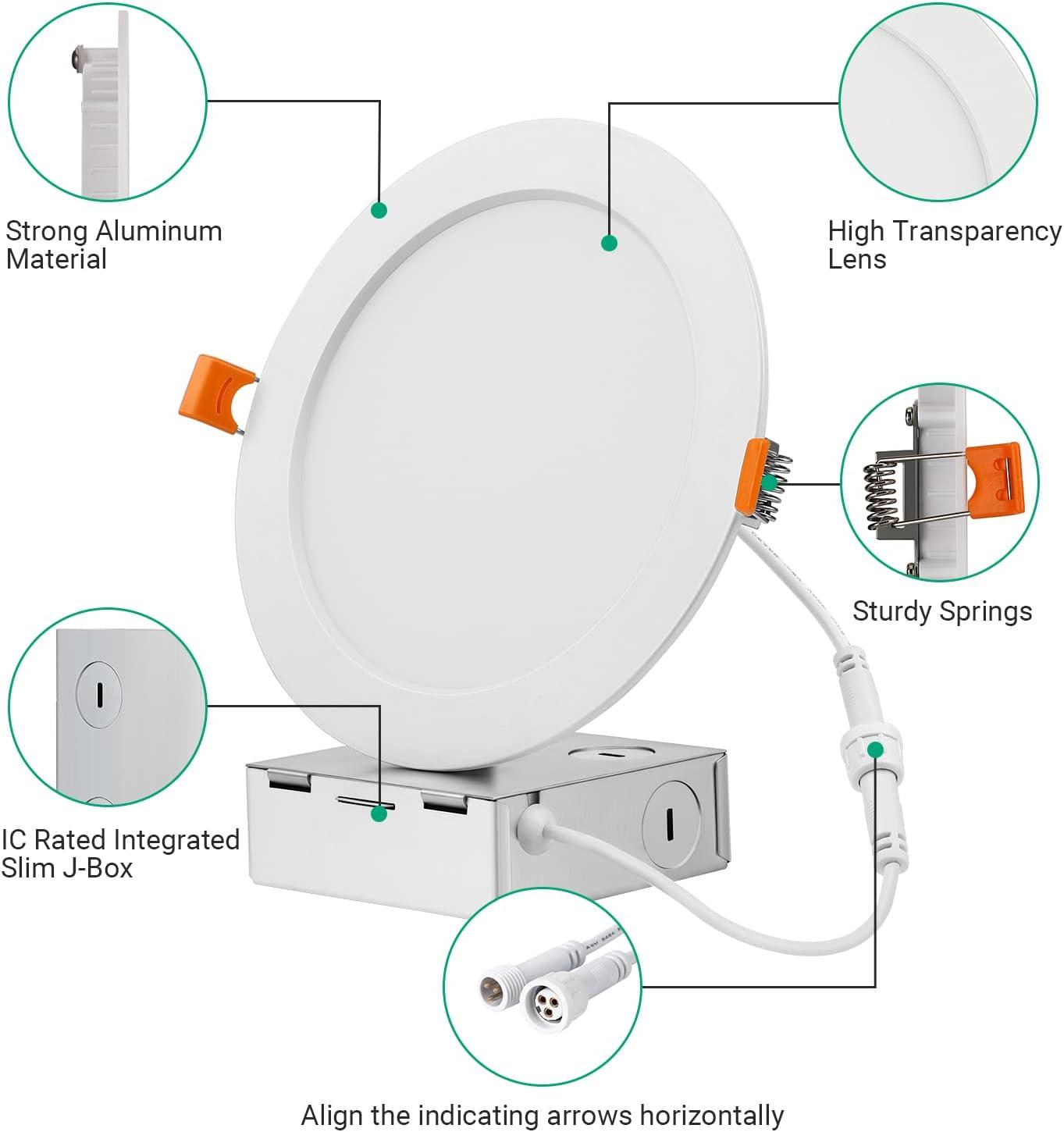 Amico 12 Pack 4 Inch Ultra-Thin Dimmable LED Recessed Lights