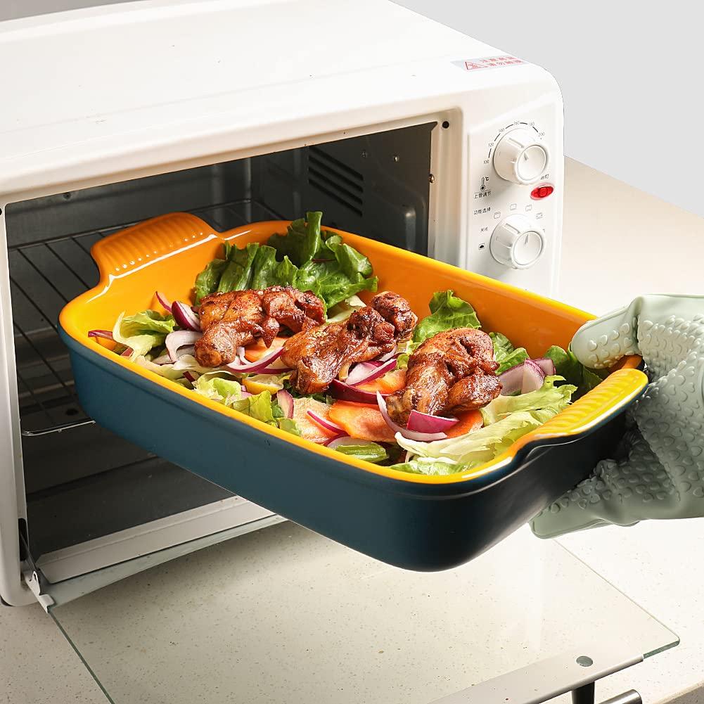 Sweejar Porcelain Baking Dish, Rectangular Bakeware Lasagna Pan, Casserole Dish for Daily Use, 13*9.6 inch ,Red