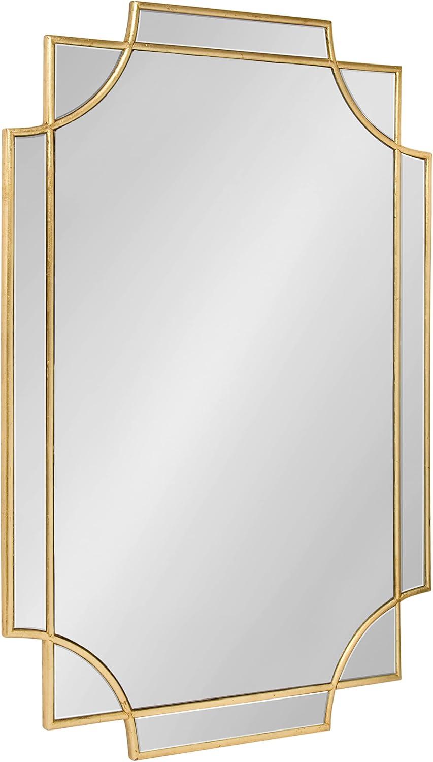 Kate and Laurel Minuette Decorative Rectangle Frame Wall Mirror in Gold Leaf, 24x35.5 Inches