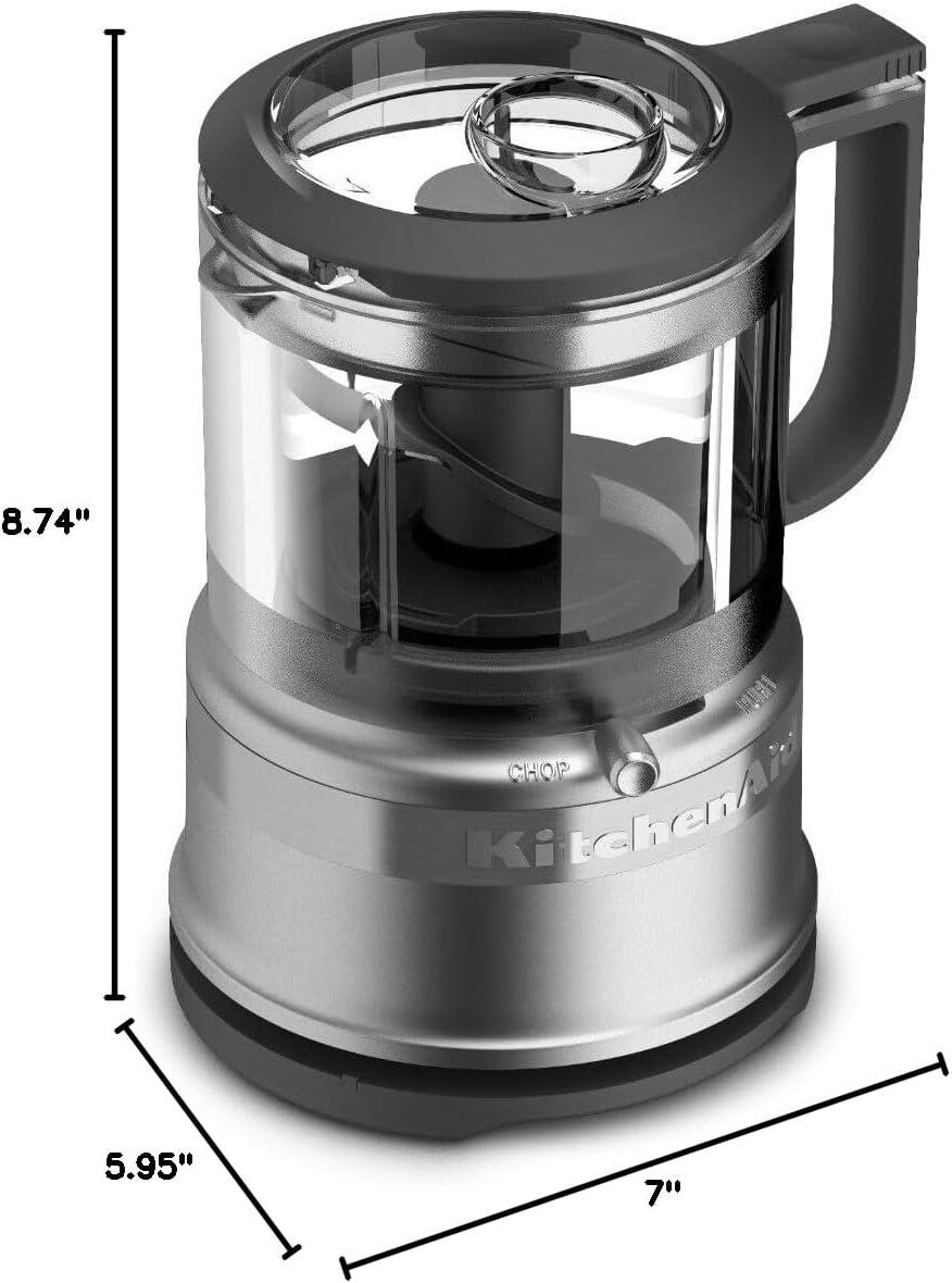 KitchenAid 3.5 Cup Mini Food Processor - KFC3516 - Light Silver: 2-Speed Chopper with Stainless Steel Blades, Dishwasher-Safe