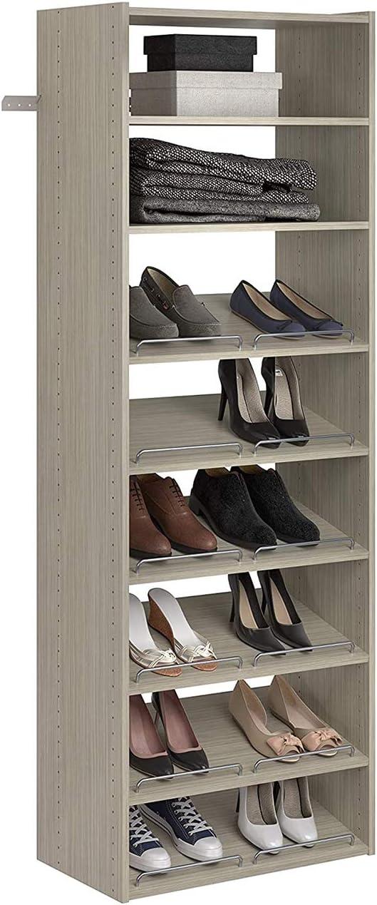 Weathered Gray 24 Inch Slanted Shoe Shelves with Chrome Rails