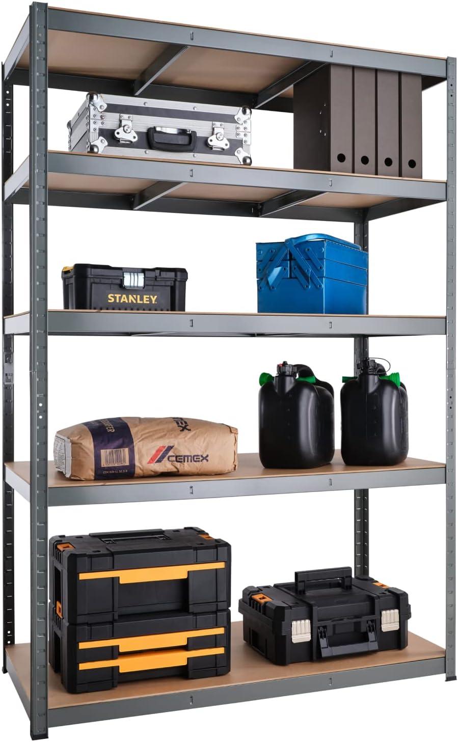 Black 5-Tier Heavy-Duty Garage Shelving Unit with MDF Shelves