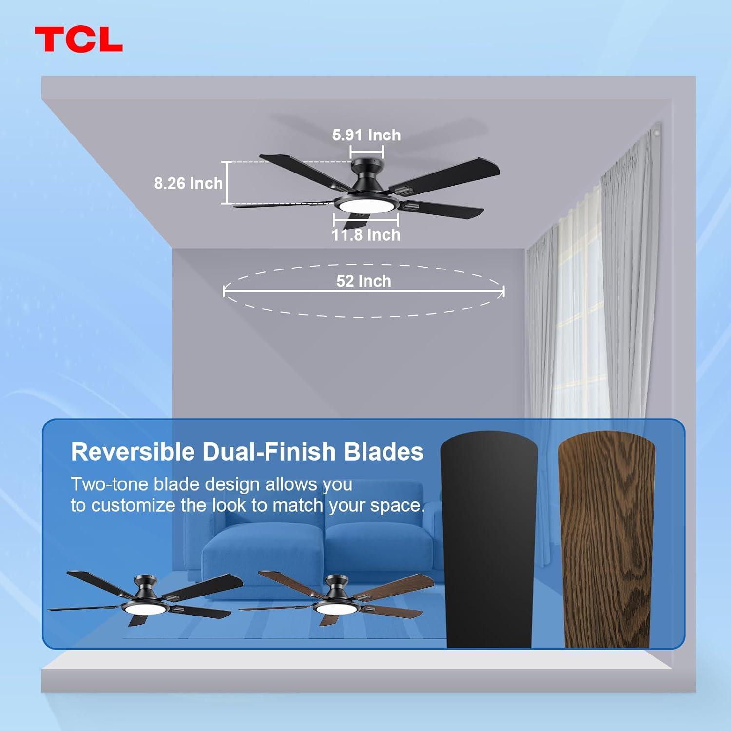 MAXAYA Ceiling Fan With LED Light 22 Inch Large Air Volume ...