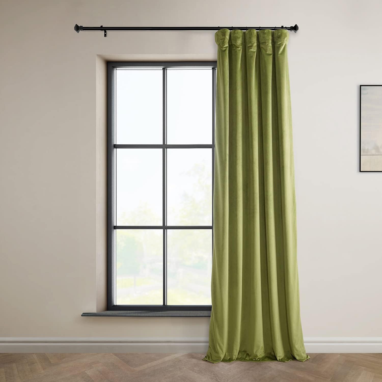 White Velvet Room-Darkening 96" Indoor Curtain Panel