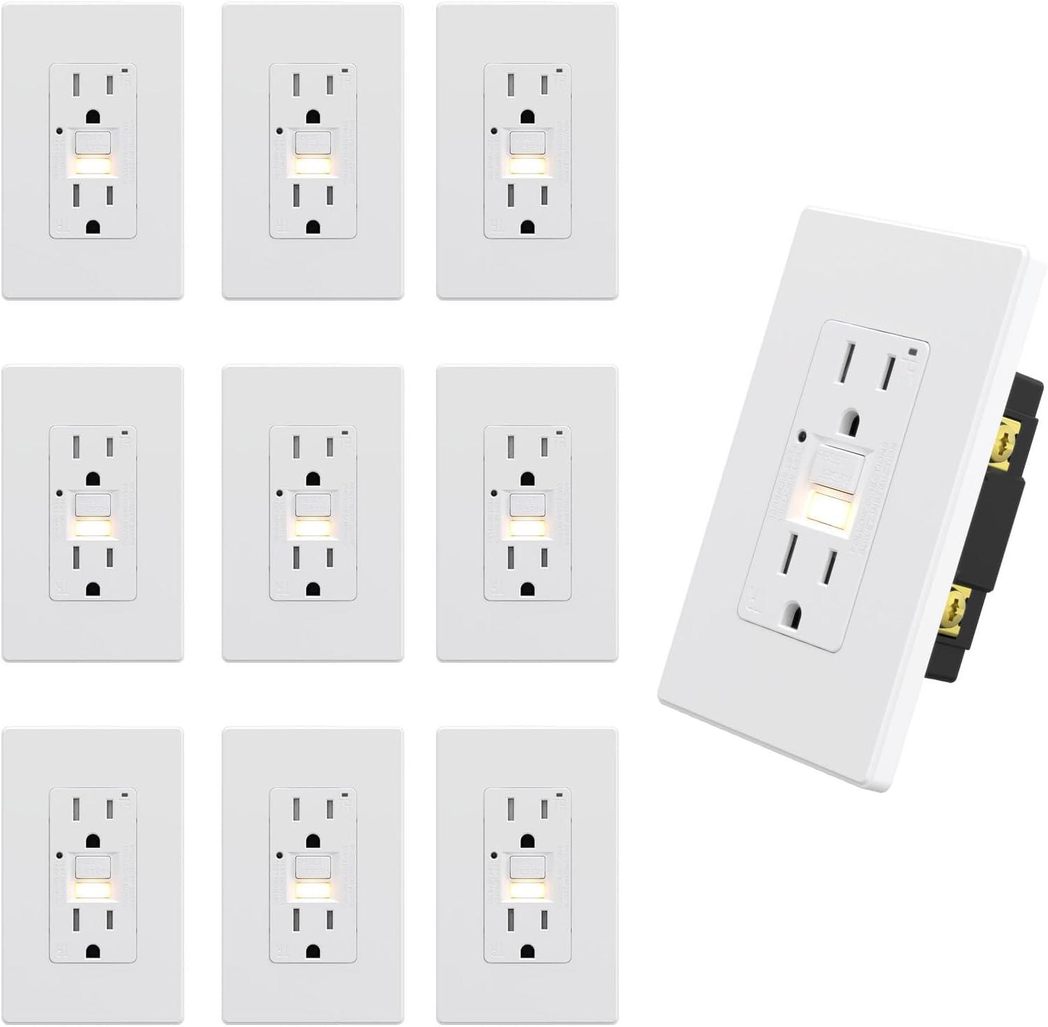 15amp Weather Resistant GFCI Outlet, Tamper Resistant GFI Receptacle with LED Indicator, Decor Wall Plate and Screws Included, ETL Certified, White 4 Pack