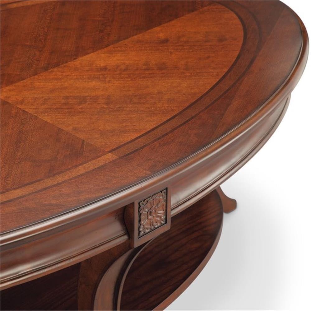 Beaumont Lane Oval Coffee Table with Casters in Cherry