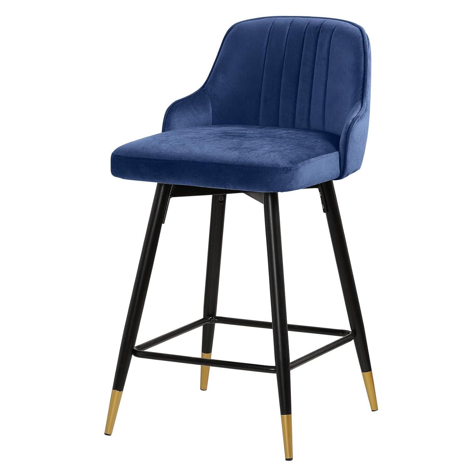 Everly Quinn Swivel Velvet Upholstered Counter & Bar Stool (Set of 2)