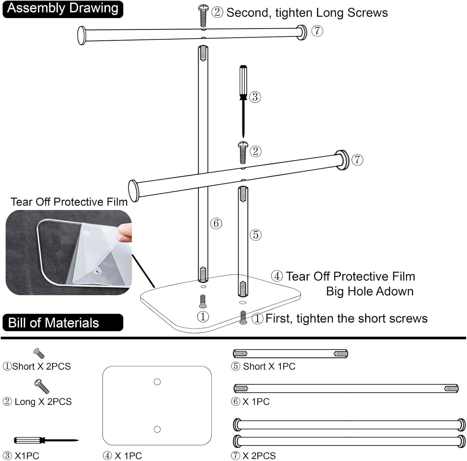Premium Jewelry Stand , Solid Clear 2-Tier Acrylic Jewelry Organizer Stand & Bracelet holder Stand for Necklace Display, Ring & Watch Display