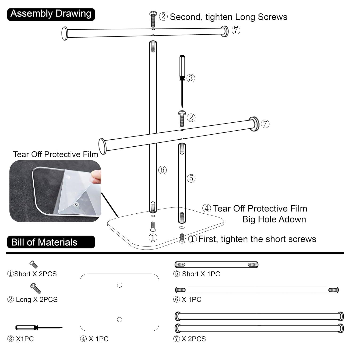 Premium Jewelry Stand , Solid Clear 2-Tier Acrylic Jewelry Organizer Stand & Bracelet holder Stand for Necklace Display, Ring & Watch Display