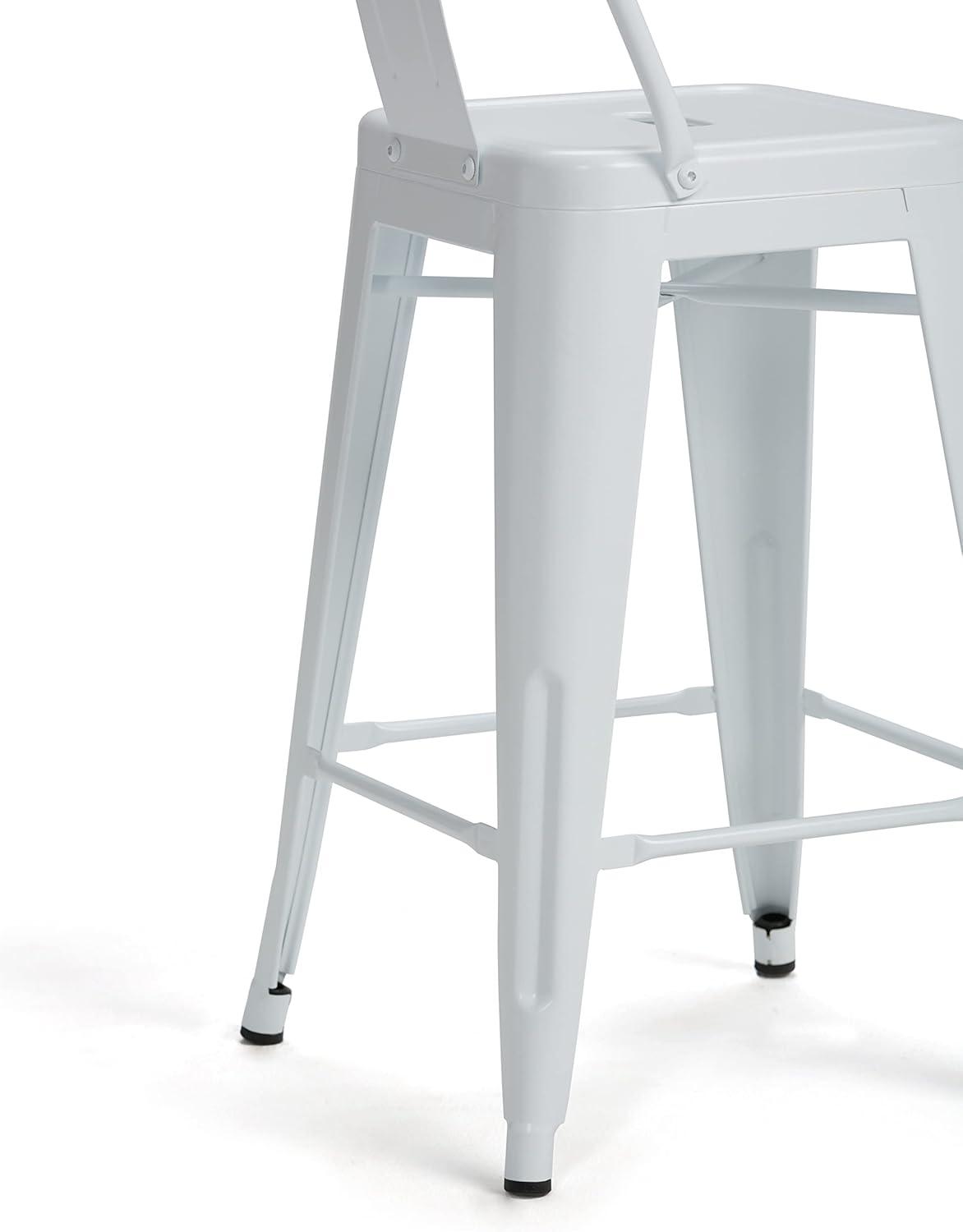 Simpli Home Rayne 24" Metal Counter Stool in White (Set of 2)