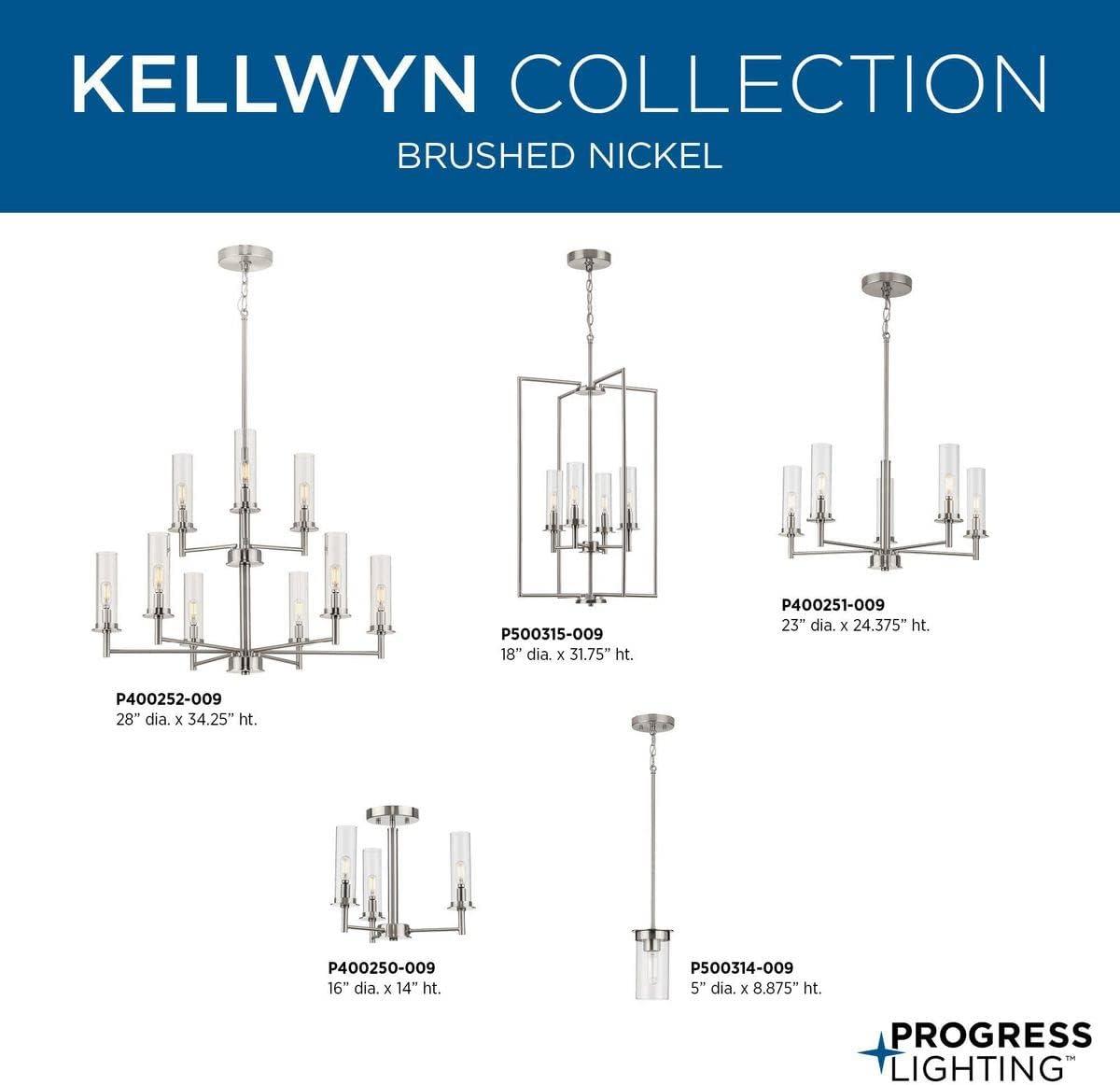 Progress Lighting P500315-009 Kellwyn - 4 Light Foyer   Brushed Nickel Finish with Clear Glass