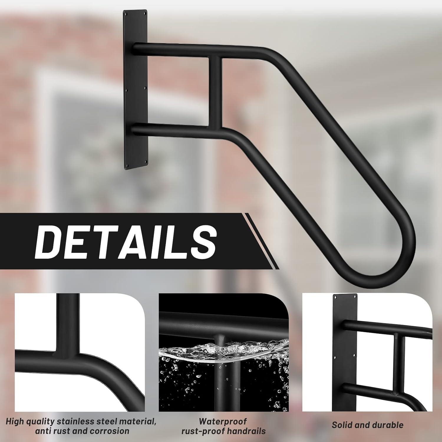 22.8" Wall Mounted Hand Rails Non-Slip Grab Bars Outdoor Handrails