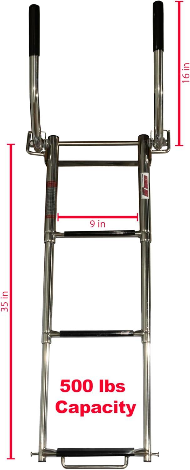 Extreme Max 3006.8804 Undermount Telescoping Pontoon, Dock, and Swim Raft Ladder with Hidden Handle and Rubber Grips - 4-Step