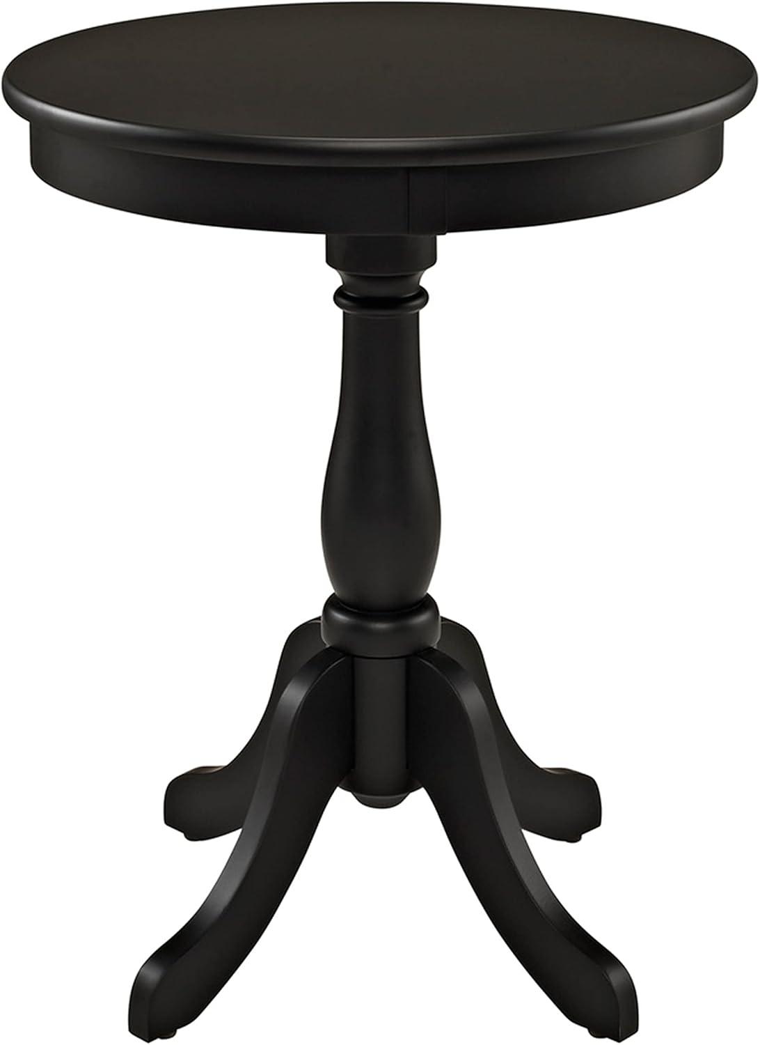 Linon Palmetto Round Wood Accent Table in Black