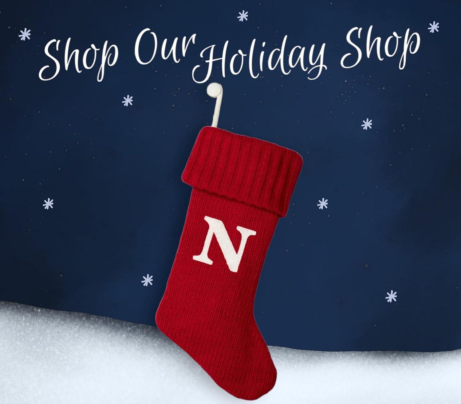 Wondershop Christmas Holiday Red Thick Knit Stocking 20" Monogram Letter N