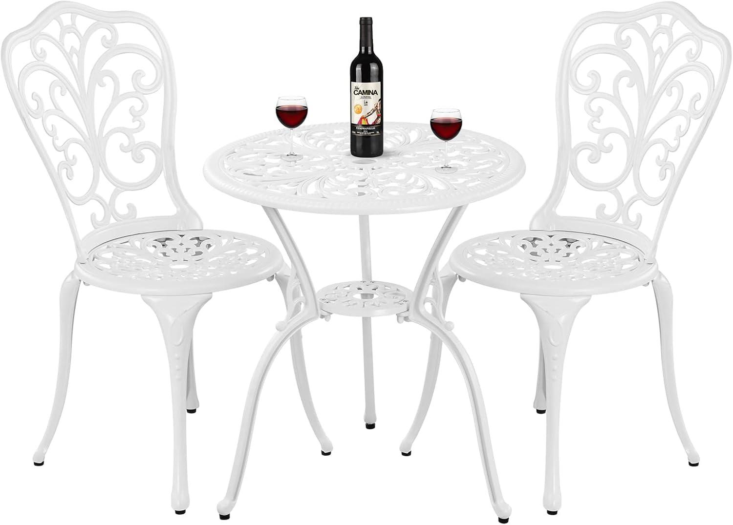 SunnyDaze Decor 2 - Person Metal Patio Dining Set with Round Table
