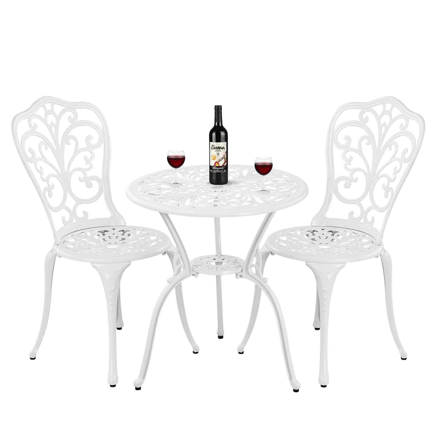 SunnyDaze Decor 2 - Person Metal Patio Dining Set with Round Table