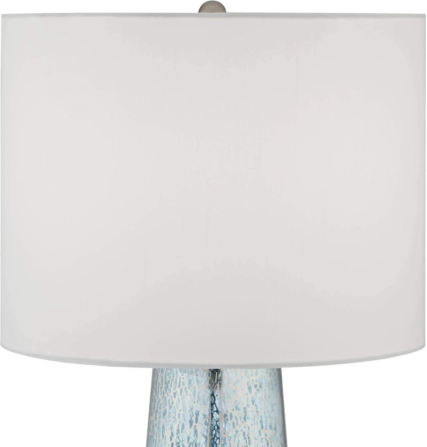 Stylish Mercury Glass Kids Table Lamp Set with White Drum Shade