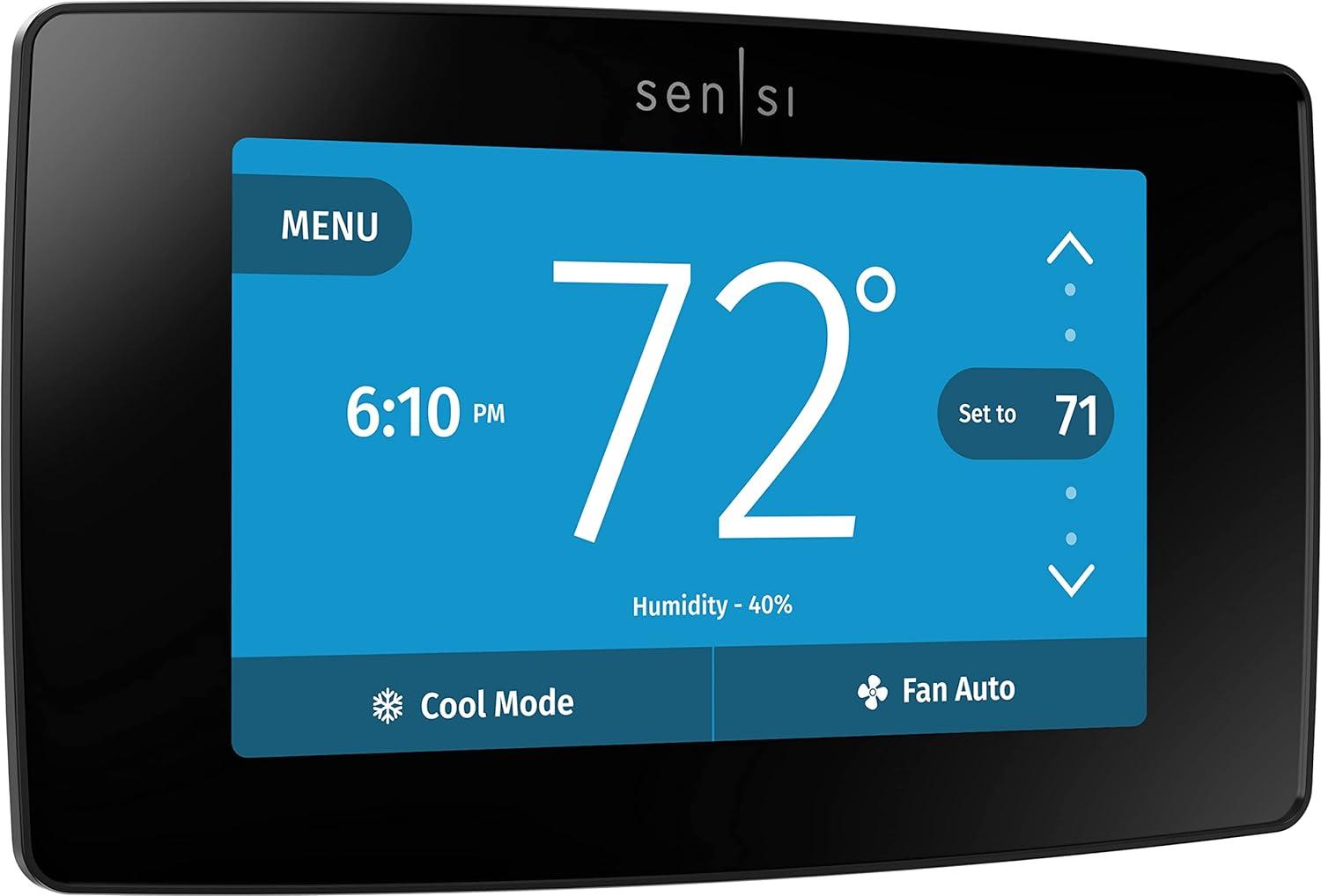 Sensi Black Touchscreen Wi-Fi Smart Thermostat with Remote Programming