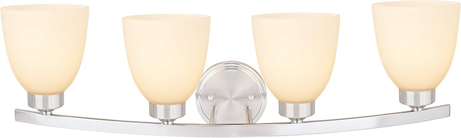 Four-Light Satin Nickel Vanity Light with Frosted Glass Shades