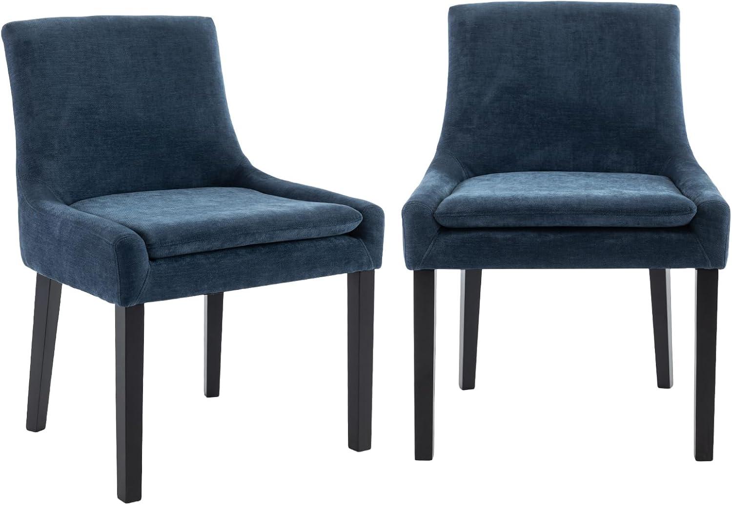 COLAMY Mid-Back Dining Chairs Set of 2, Upholstered Corduroy Accent Side Chairs - Black