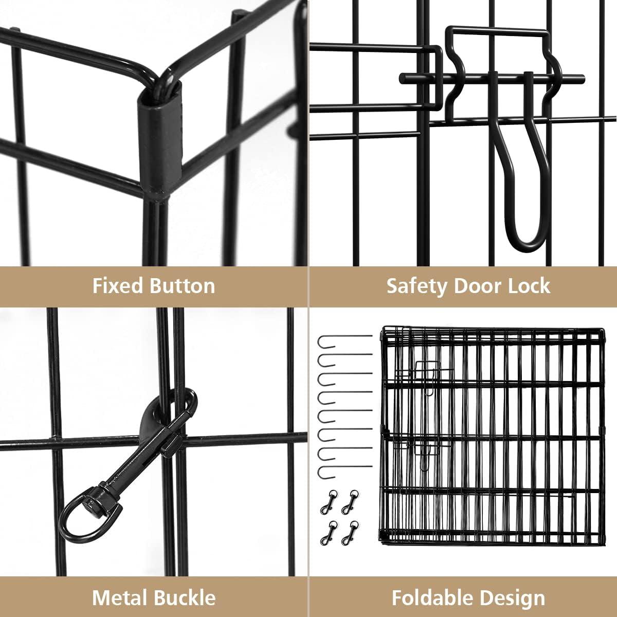 Black Metal Foldable 24'' Pet Playpen with 8 Panels