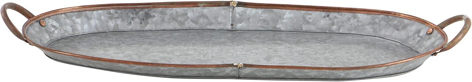 DecMode 14", 22", 28"W Gray Metal Galvanized Tray, 3-Pieces