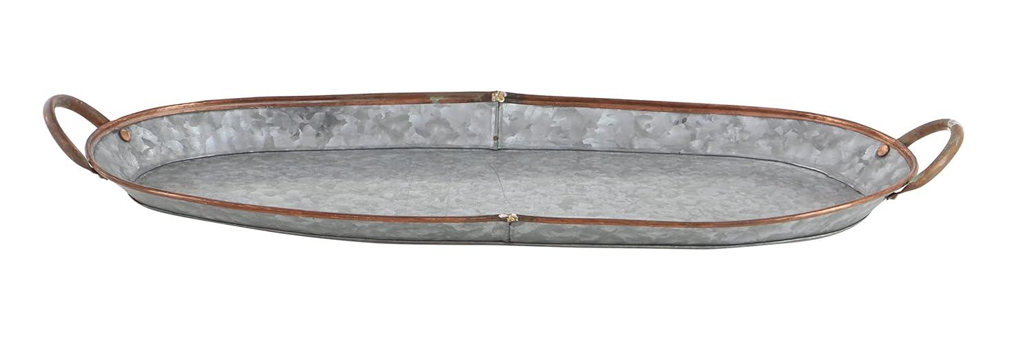 DecMode 14", 22", 28"W Gray Metal Galvanized Tray, 3-Pieces