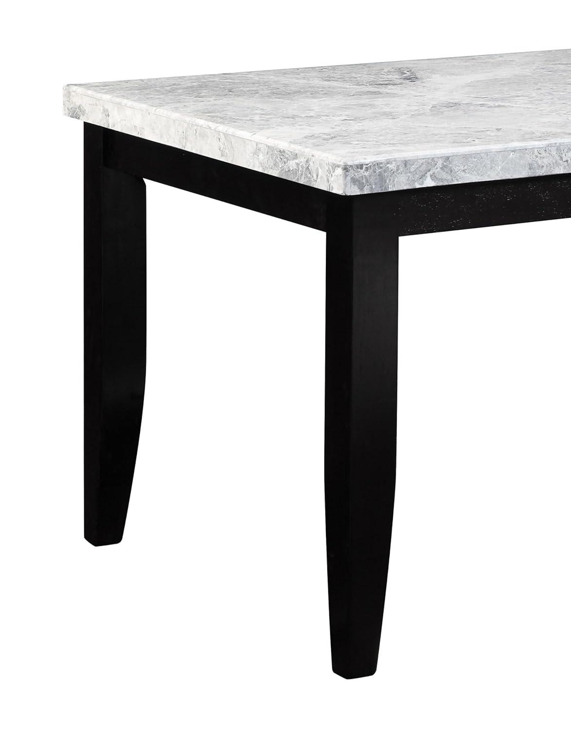 ACME Hussein DINING TABLE W/MARBLE TOP Marble Top & Black Finish DN01446