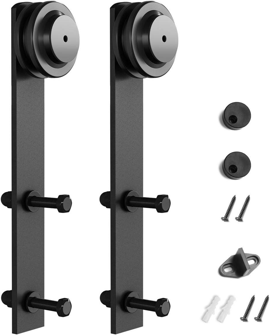 SMARTSTANDARD Sliding Barn Door Hardware Hangers 2pcs (Black) (J Shape Hangers)