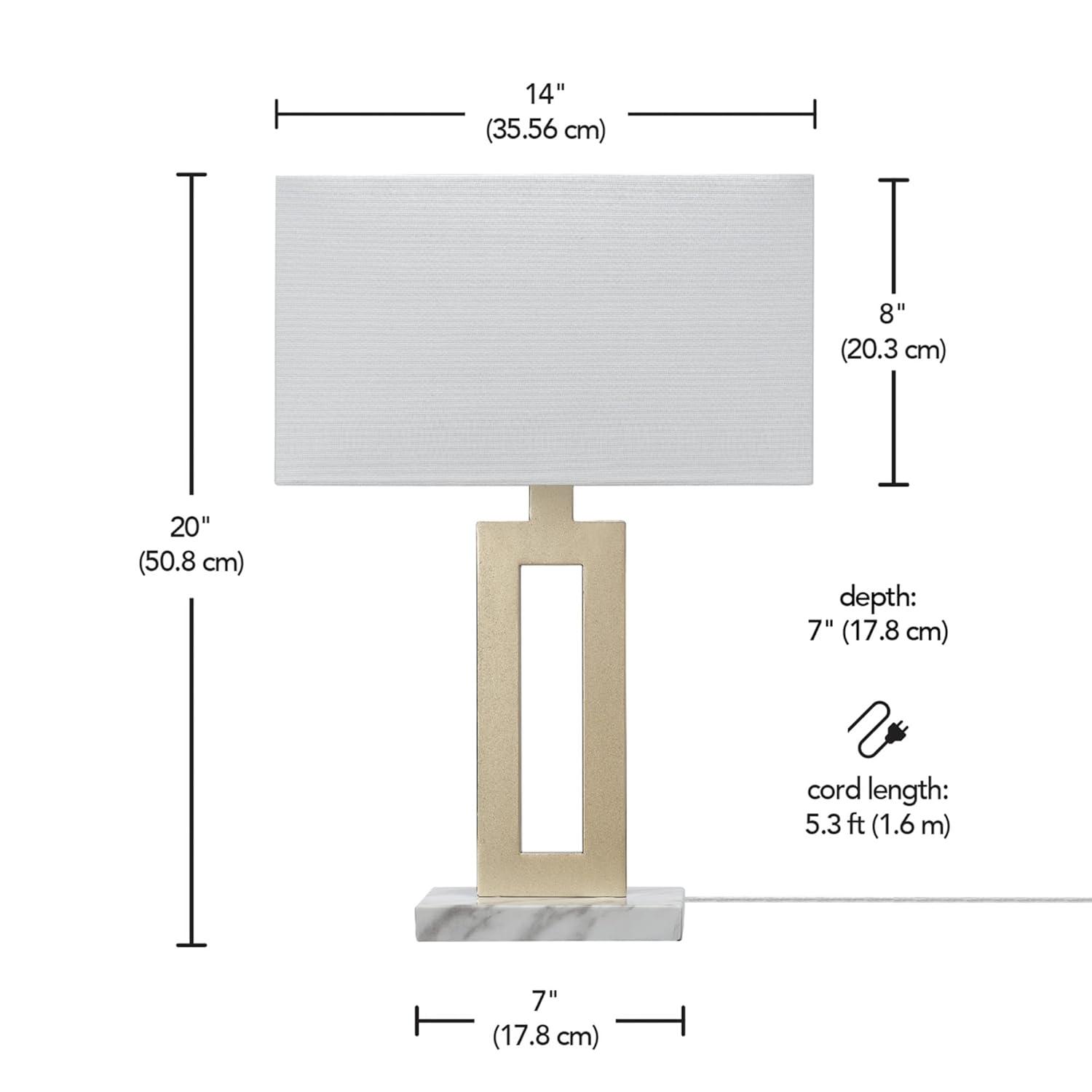 Globe Electric 20" Modern Matte Black Indoor Table Lamp with White Linen Shade