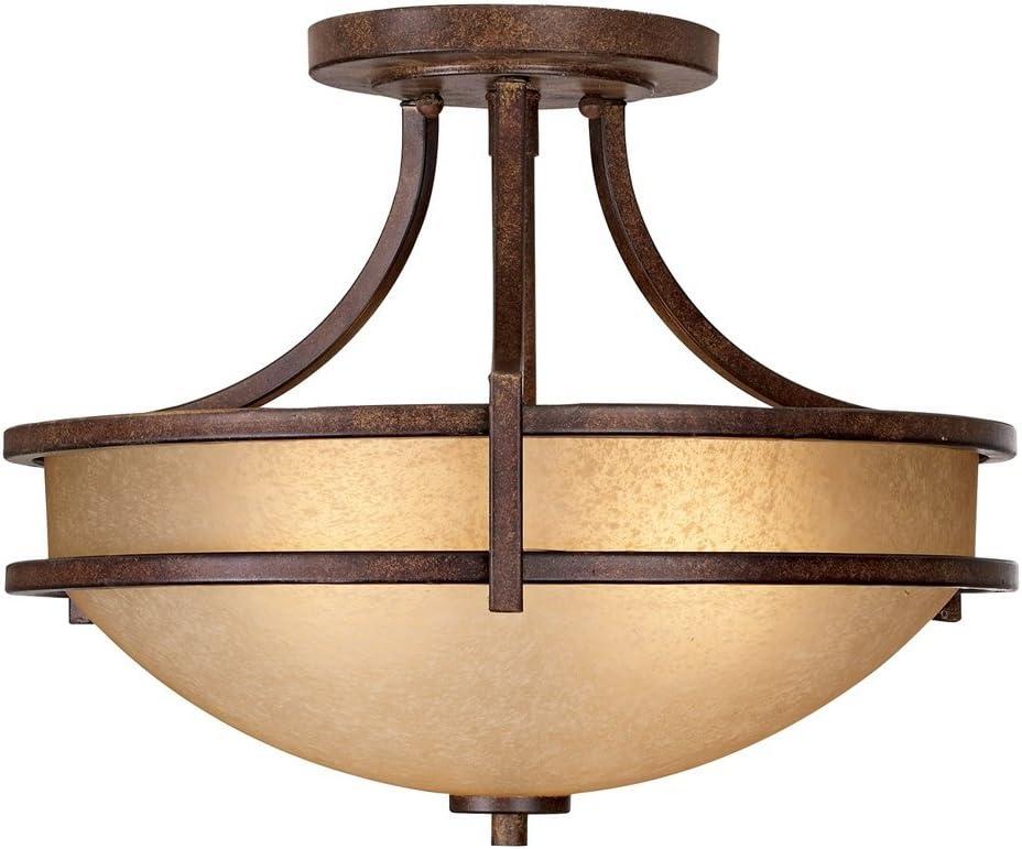 Rustic Bronze and Glass Farmhouse Ceiling Light