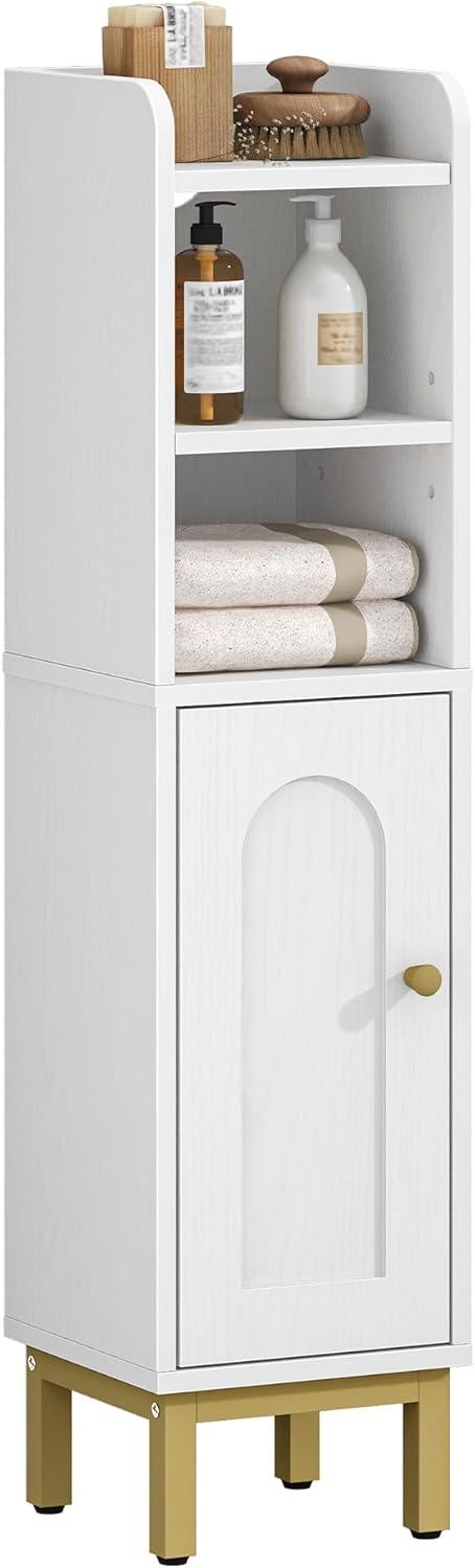 Mercer41 Bathroom Storage Cabinet, Small Corner Floor Cabinet with Door and Shelves