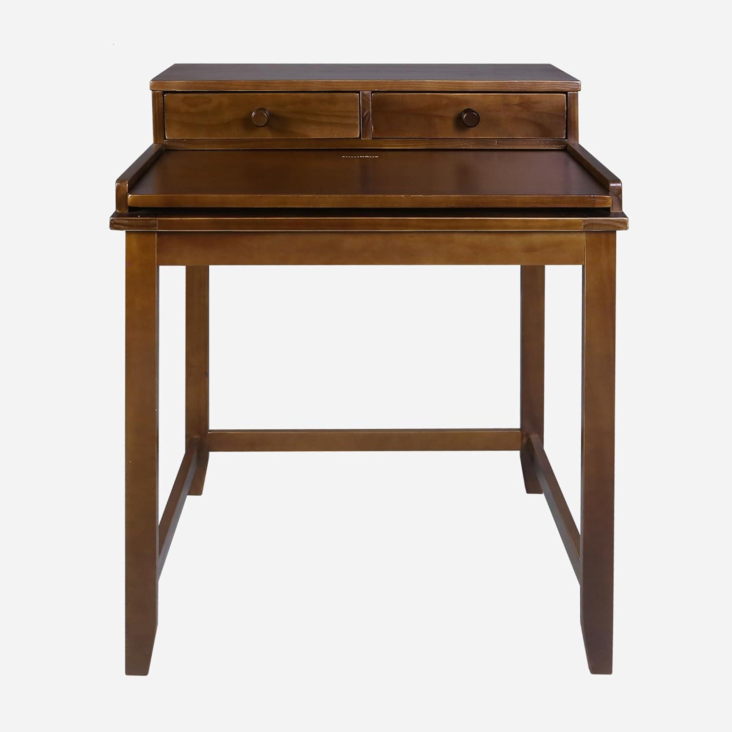 Solid Wood Home Office Computer Desk with Hutch, Pull-out tray