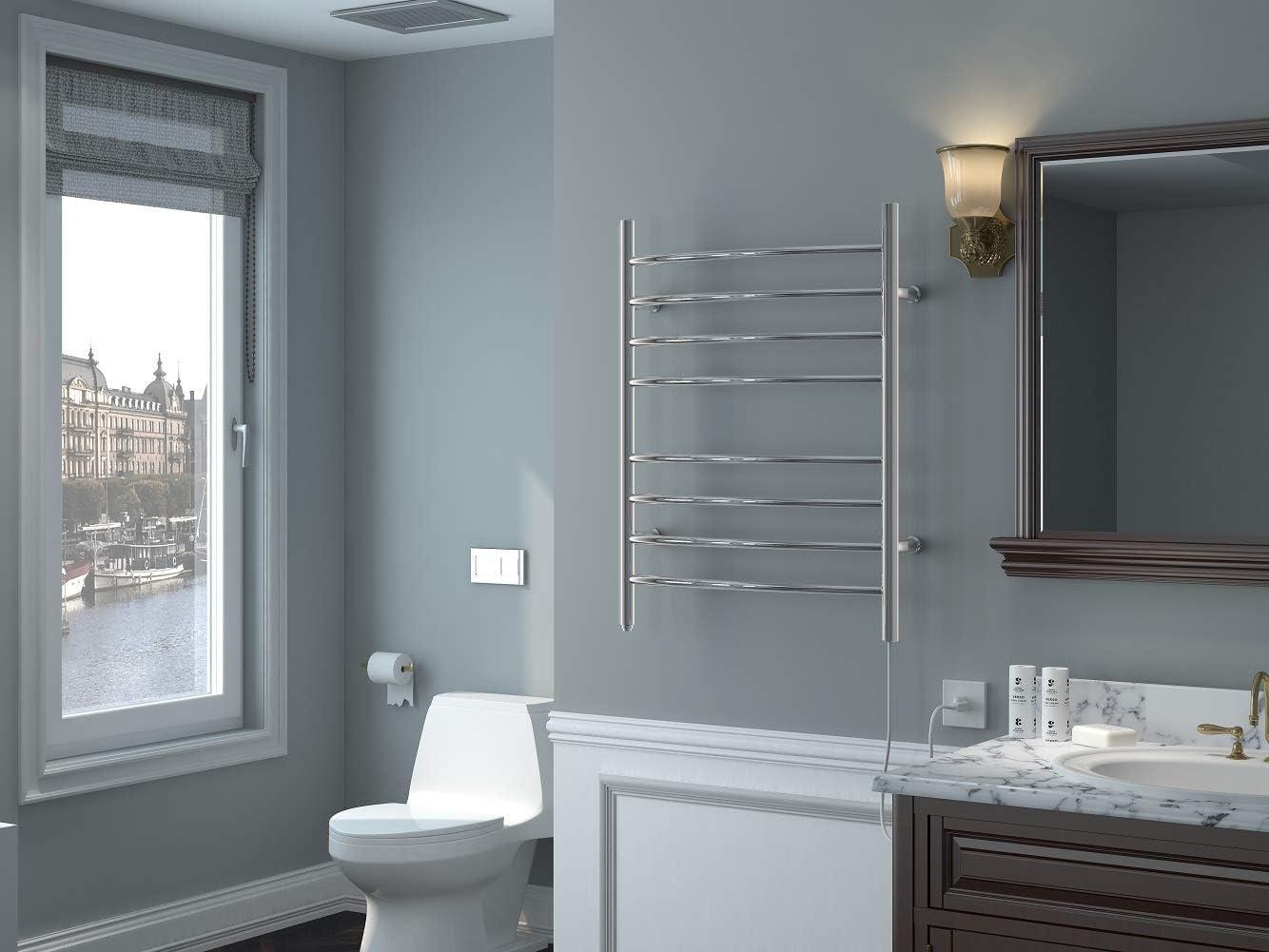 HEATGENE Towel Warmer Wall Mount Electric Plug-in/Hardwired Heated Towel Rack Mirror Polish