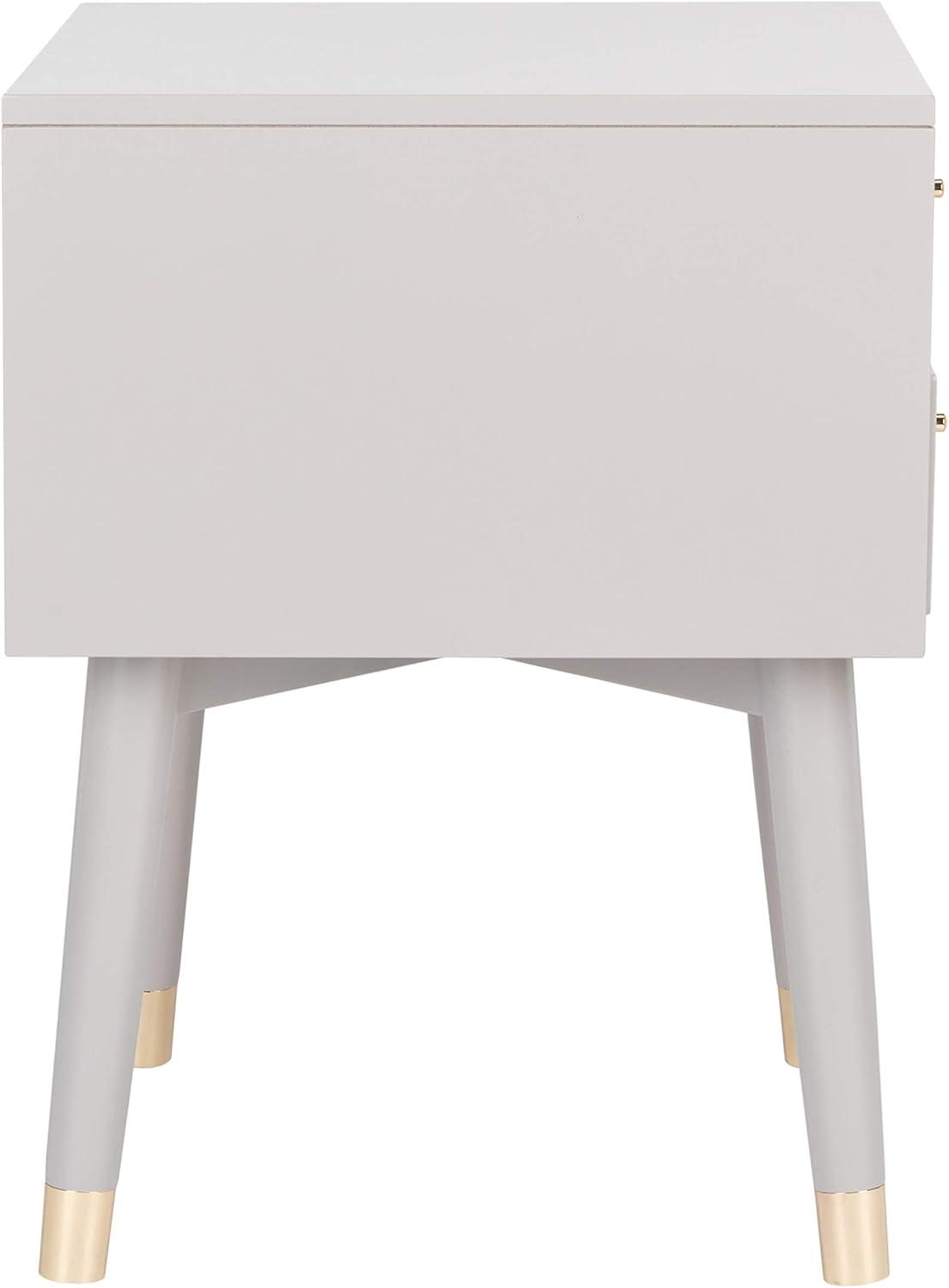 Retro Grey and Gold 2-Drawer 26" Nightstand with Metallic Accents