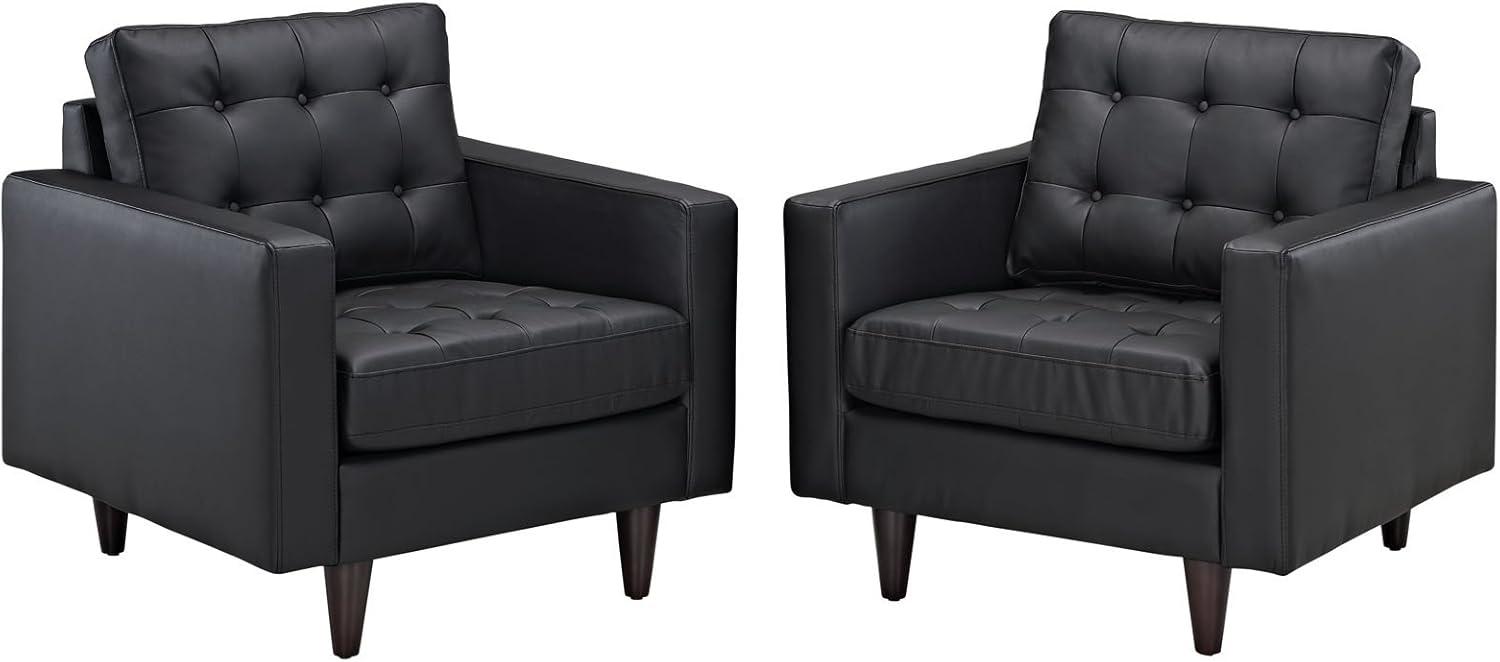 Modway Empress Mid-Century Modern Upholstered Leather Two Armchair Set