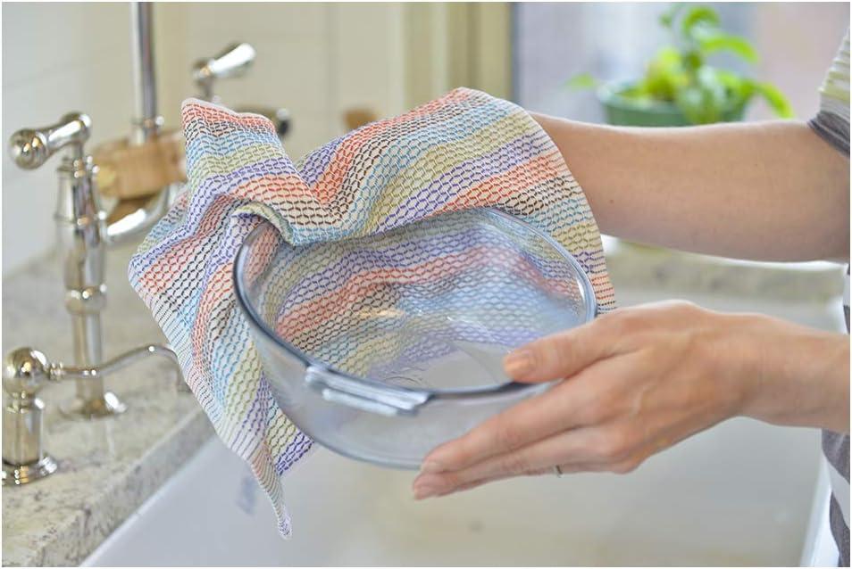 Full Circle Tidy Organic Cotton Kitchen Scrubbing Dish Cloths - 12" x 12" - Set of 3 - Multicolor