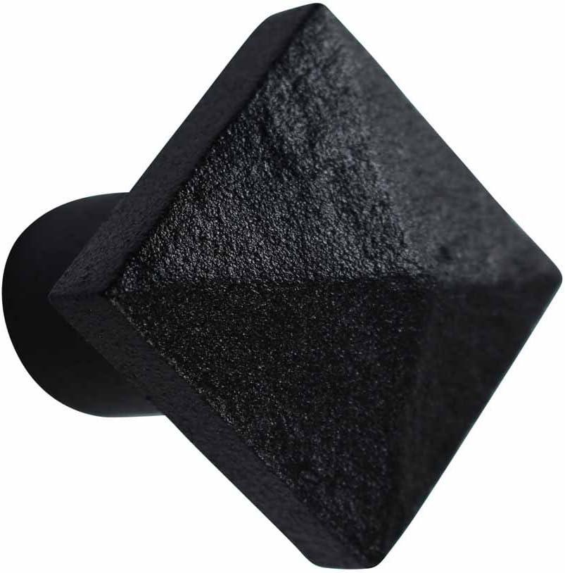 Black Square Iron Cabinet Knob with Mounting Hardware