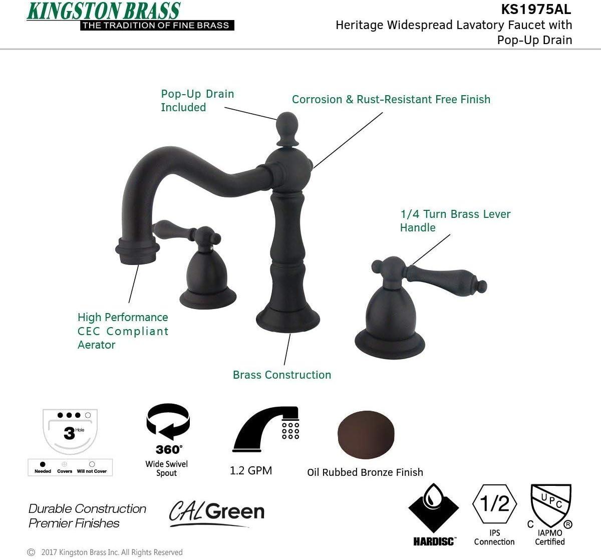 Kingston Brass KS1975AL 8 in. Widespread Bathroom Faucet, Oil Rubbed Bronze