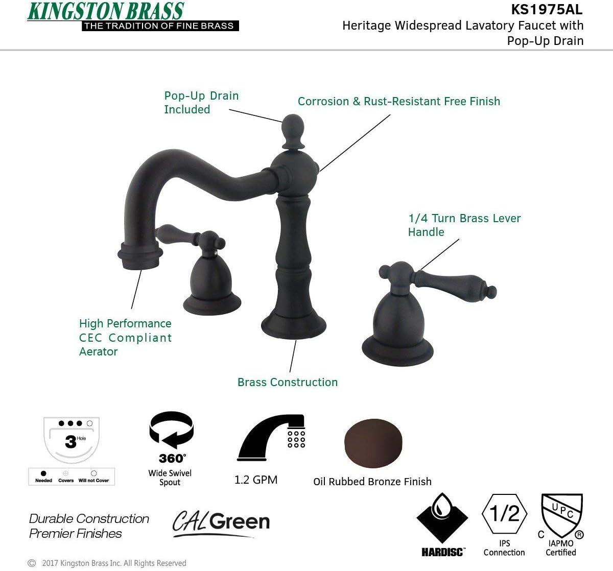 Two Handle 8 in. to 14 in. Widespread Lavatory Faucet with Brass Pop-up - Oil Rubbed Bronze