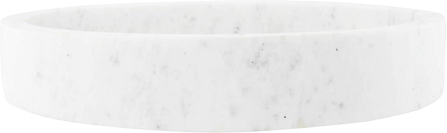 Creative Co-Op Minimalist Round Carved Marble Tray or Charcuterie Board, White